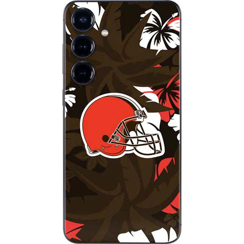 NFL Cleveland Browns Tropical Print Galaxy S25 Skin